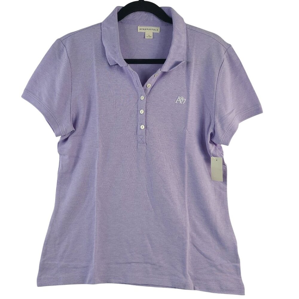 NEW Aeropostale Women's Lavender Polo Shirt A87 Logo Sz XL Cotton Blend